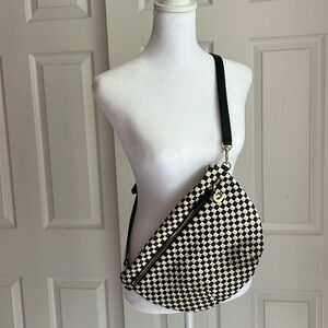 Clare V cream and black checkered grande Fanny - with discoloration